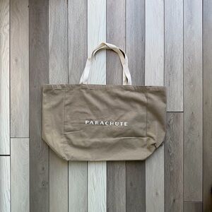 Parachute Olive Green Tote Bag is a canvas bag branded with the logo